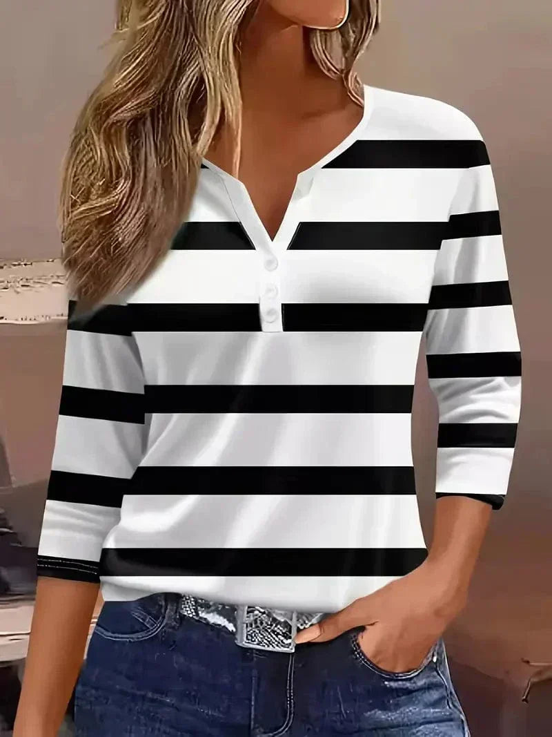 Amelia™ | Striped V-Neck Top