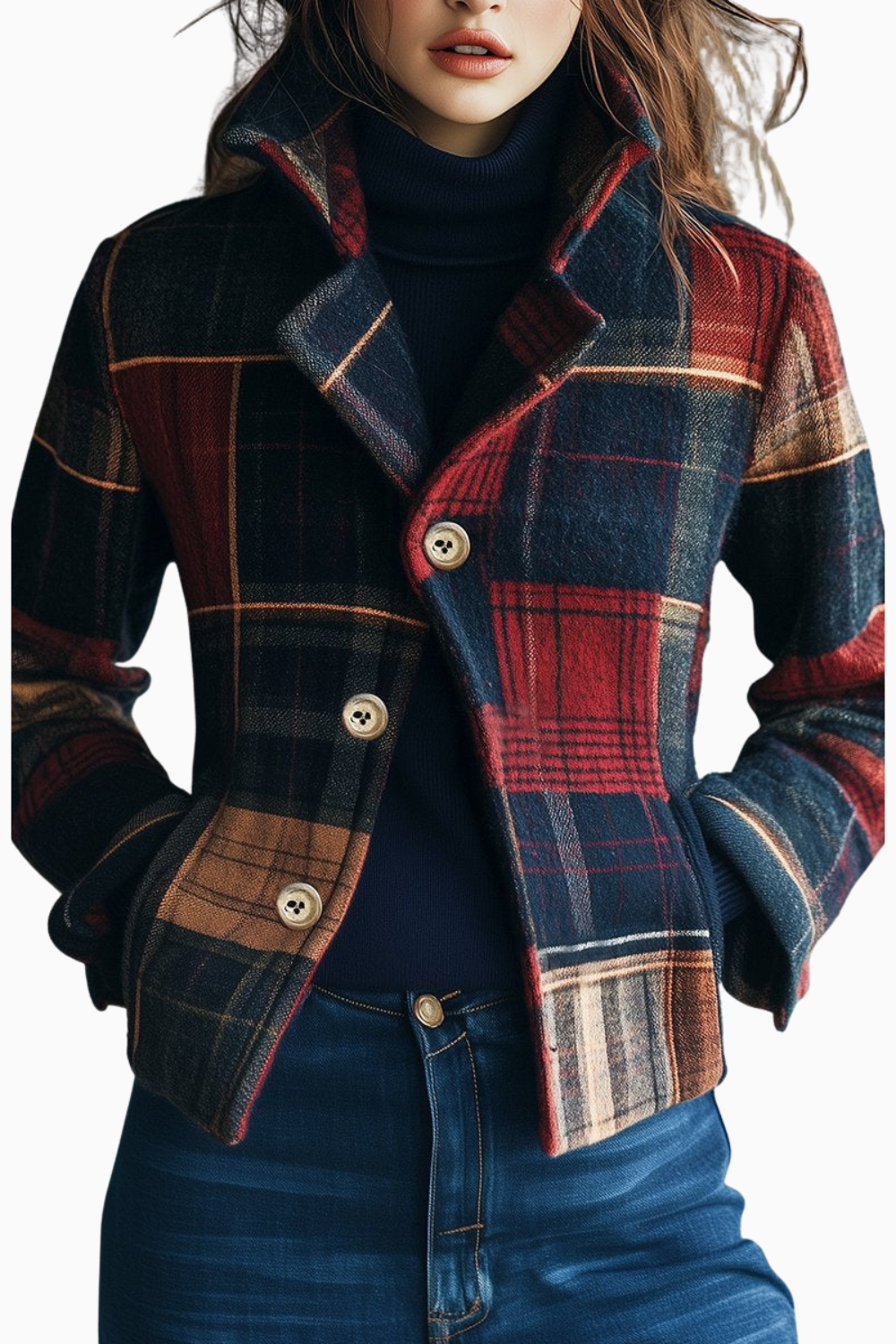 Athena | Classic Plaid Button-Up Jacket